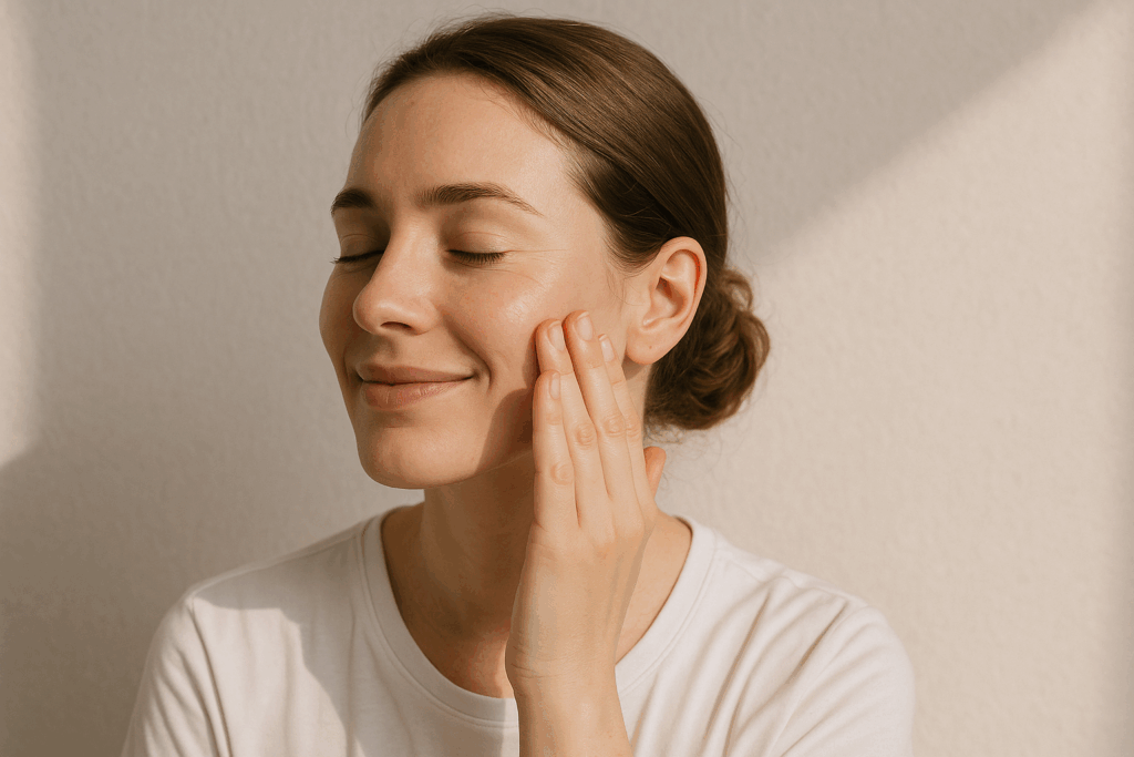 femme a la peau lumineuse profitant des bienfaits du collagène