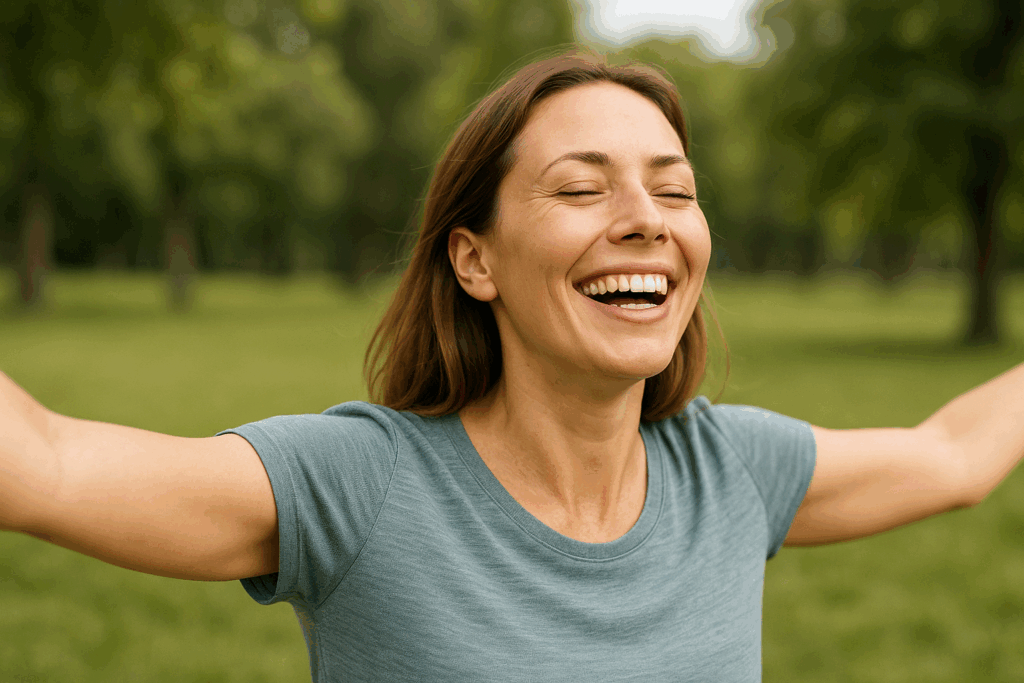 personne souriante profitant des bienfaits du coenzyme Q10
