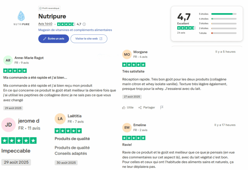Les avis client sur la marque nutripure