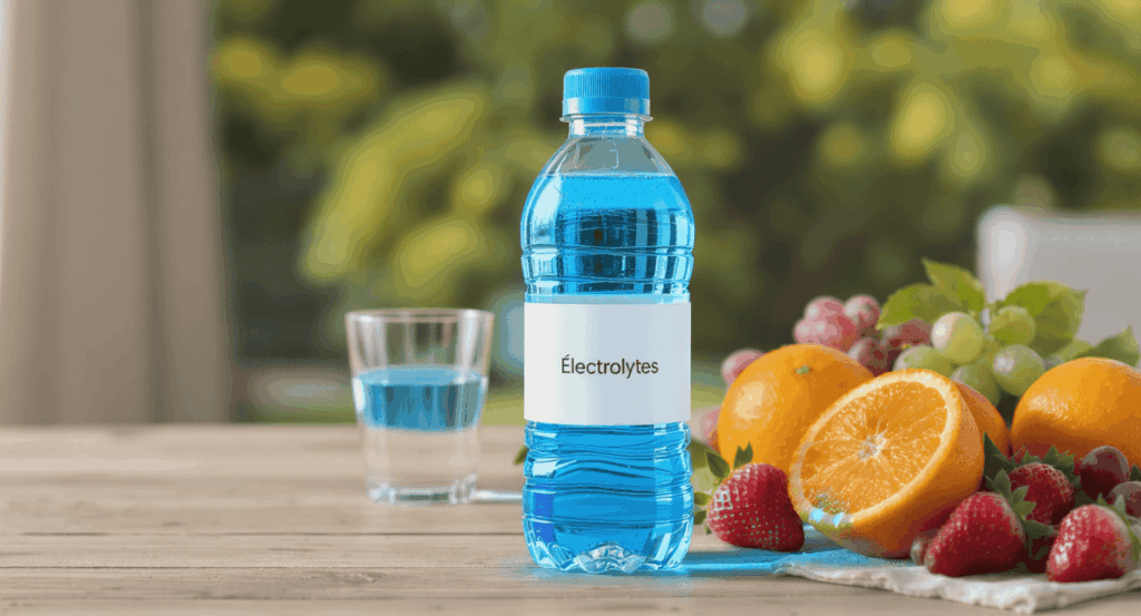 boisson d’électrolytes posé sur une table